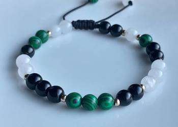 Kamienie naturalne Malachit Onyks Kamień księżycowy Bransoletka Ochrony