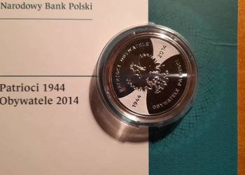Moneta srebrna "Patrioci 1944 Obywatele 2014" 20 zł z 2014 r.