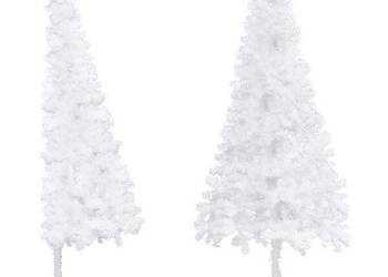 vidaXL Sztuczna choinka narożna, biała, 240 cm, PVC（SKU:329171）