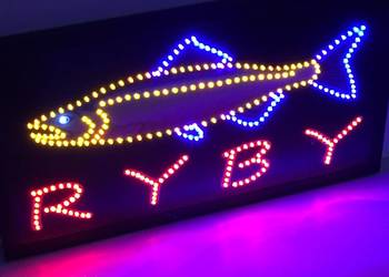 Reklama LED RYBY zewnętrzna 68x38cm NOWA