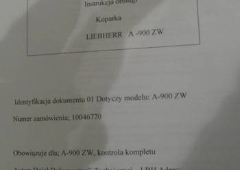 dtr instrukcja obsługi koparka liebherr A 900 ZW i inne