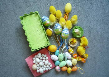 Wielkanoc Jajka Pisanki Kurczaki Kury Płotek ozdoby świąteczne