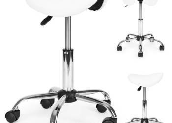 Stołek obrotowy siodło taboret kosmetyczny medyczny fotel regulowany biały…