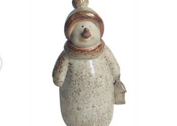 Ceramiczny kamionkowy bałwan ozdoba świąteczna vintage