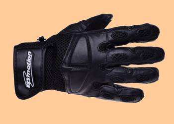 N185 Rękawice Inmotion Motocyklowe Czarne Skóra Siatka