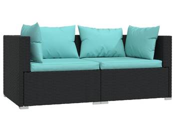 2-osobowa sofa ogrodowa z poduszkami, czarna, polirattan(317531) 2-osobowa sofa ogrodowa z poduszkami, czarna, polirattan(317531)