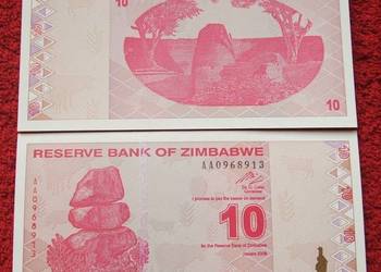 ZIMBABWE 10 DOLARÓW 2009 Rok Kolekcjonerski Banknot UNC