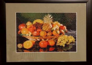 Obraz – martwa natura z owocami, ręcznie wykonany, w ramie