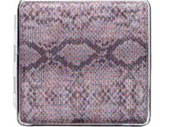 Papierośnica Metalowa Pokryta Skórą z Wzorem Skóry Węża Wrzosowy Błysk