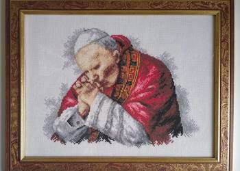 Obraz Jan Paweł II Haft Krzyżykowy Handmade