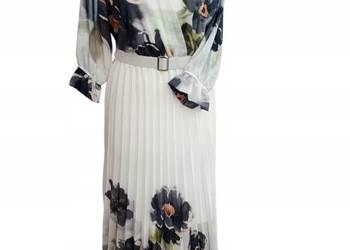 Elegancka sukienka na wesele, komunię szyfonowa plisowana biust-102cm