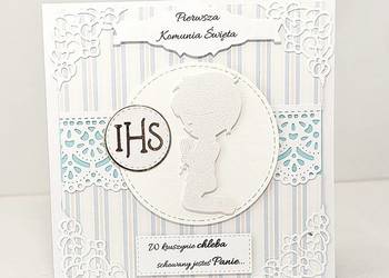 Kartka komunijna dla chłopca ręcznie robiona/Kartka na komunię chłopca