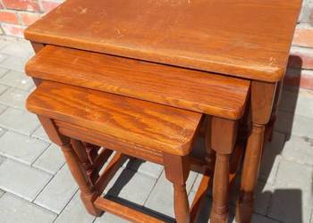 Stolik kawowy dębowy kwietnik Komplet stolików 3 szt Konsolka (634)