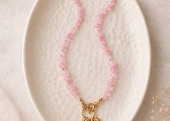 Naszyjnik kamienie naturalne choker kamień naturalny kwarc różowy