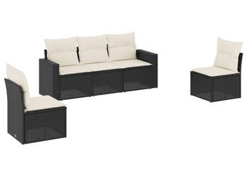 5-cz. zestaw wypoczynkowy do ogrodu poduszki czarny rattan PE WM-3218776