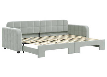 Sofa rozsuwana jasnoszara aksamit 80x200 cm WM-3196922