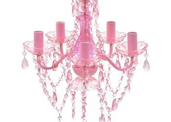 Żyrandol, 5 żarówek, Różowy(SKU:240310)