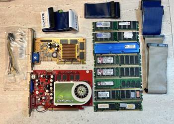 Retro zestaw PC: GeForce 7300 GT + MX200 AGP / RAM DDR SDRAM / Taśmy