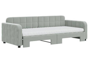 Sofa rozsuwana z materacami jasnoszara aksamit 90x200 cm WM-3196953