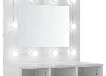 vidaXL Szafka z lustrem i LED, biała z połyskiem(SKU:808888)