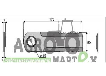 87593795, 193361A1, 1994760C4 NÓŻ SIECZKARNI Ø20 CNH 87593795, 193361A1, 1994760C4 NÓŻ SIECZKARNI Ø20 CNH