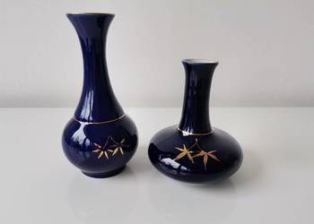 Stary niebieski, kobaltowy wazon 2 sztuki porcelana Korea Północna