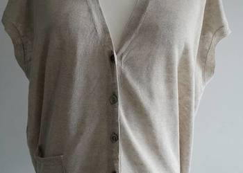 Bluzka Dzianinowa Kardigan Lniany 100% Len Luźny Fason M/L