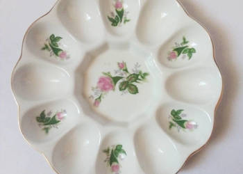 patera na jajka w róże ze złoceniami vintage patera na jajka w róże ze złoceniami vintage