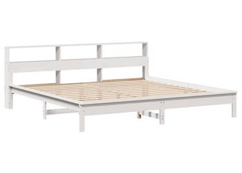 Łóżko bez materaca białe lite drewno sosnowe 200x200 cm WM-3309726