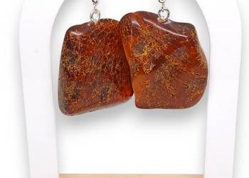 Kolczyki z BURSZTYNU, bursztyn bałtycki, bryłki czekoladowe #1503