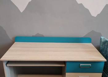 Meble dziecięce młodzieżowe biurko szafka wisząca nadstawka turkusowe białe