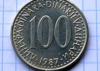 100 DINARA / 100 DINARÓW / 1987 ROK - JUGOSŁAWIA