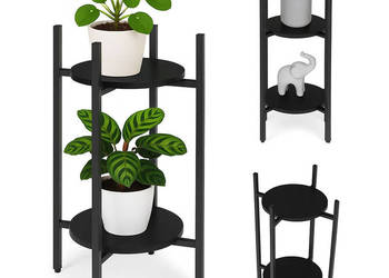 Kwietnik stojący stojak na kwiaty ozdoby 2 poziomy czarny ModernHome