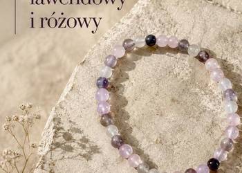 Bransoletka kwarc różowy i lawendowy