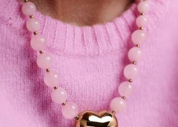 Naszyjnik kamienie naturalne choker kamień naturalny kwarc różowy