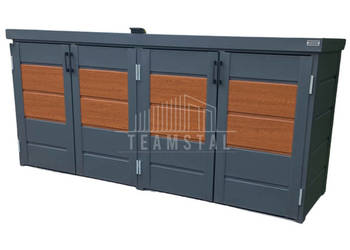 Zabudowa koszy na śmieci 235x65x110 cm 4x120L antracyt + jasny orzech TS601