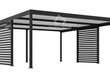 CarPort PREMIUM - wiata samochodowa 6x5 - antracyt - zabudowa  CP108