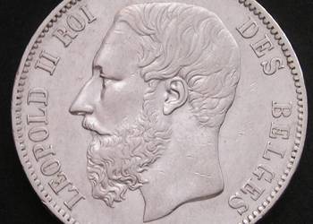 Belgia 5 franków 1868 - król Leopold II - srebro