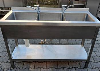 ZLEW GASTRO 3 KOMOROWY Z PÓŁKĄ - 130/50/85 CM - M.1917.N