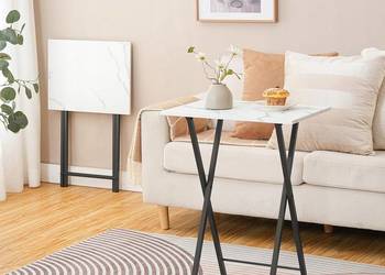 HOOBRO Stolik Składany Marmur Czarny Mały Przestrzeń