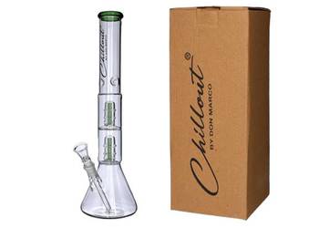 Bongo Szklane Chillout 45 cm Kolba Podwójny Perkolator Fajka Wodna