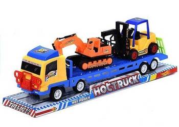 auto z lawetą i 2 pojazdami budowlanymi z napędem 45 x 13 x 8cm