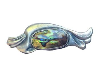 VINTAGE ZSRR PAUA ABALONE PRL SREBRNA BROSZKA Tallinna Juveliartehas 1971