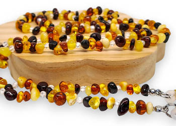 Sznurek do okularów z bursztynu, BURSZTYN bałtycki, łańcuszek #1662