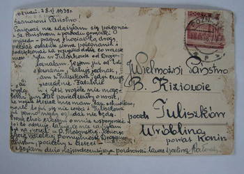 Tuliszków / Wróblina pow. Konin - stara pocztówka z 1938