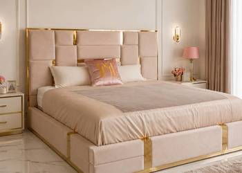 Łóżko Designerskie 180x200 Beżowe Emporio — Styl Glamour Premium