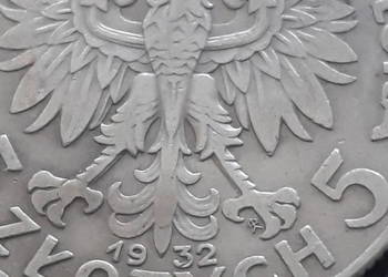 5 zł głowa kobiety 1932 r. ze znakiem mennicy - M