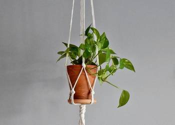 Kwietnik wiszący makrama na kwiaty Naturalny - Delikatny