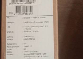 Sprzedam laptopa acer