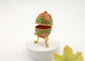 Jajko jajo faberge pojemniki szkatułka zielonopomarańczowe